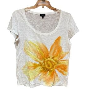 Talbots Women's Floral White and Yellow Tee